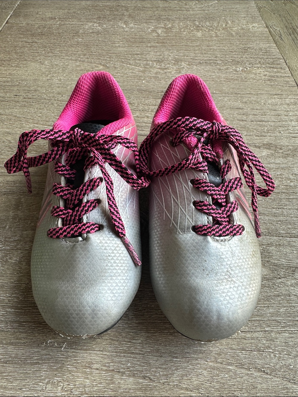 DSG Youth Silver and Pink Soccer Cleats